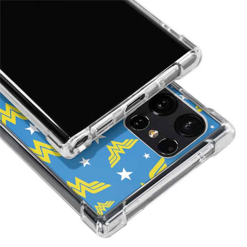 DC Comics Wonder Woman Logo Pattern Galaxy S22 Ultra Clear Case