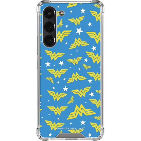 DC Comics Wonder Woman Logo Pattern Galaxy S23 Plus Clear Case