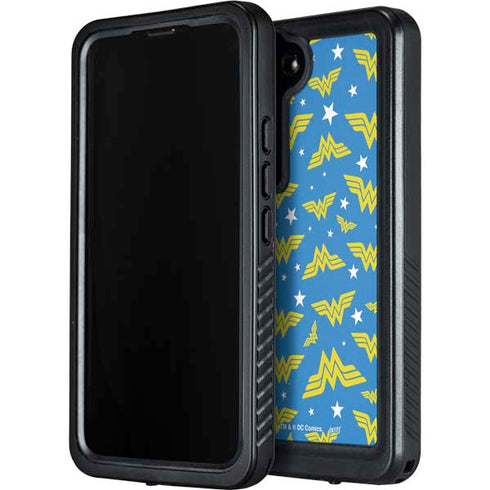 DC Comics Wonder Woman Logo Pattern Galaxy S23 Plus Waterproof Case