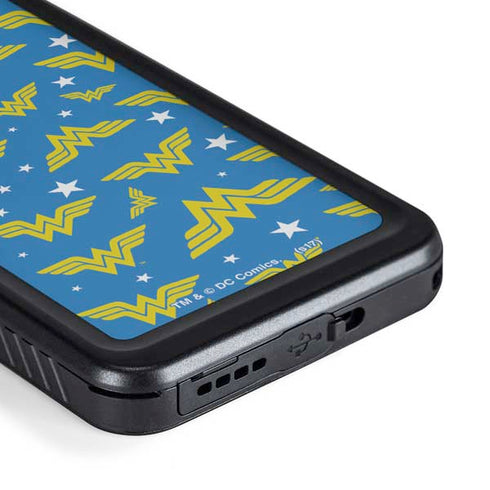 DC Comics Wonder Woman Logo Pattern Galaxy S23 Plus Waterproof Case
