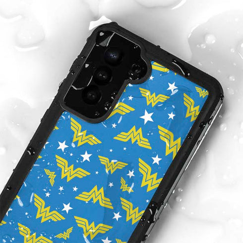 DC Comics Wonder Woman Logo Pattern Galaxy S23 Plus Waterproof Case