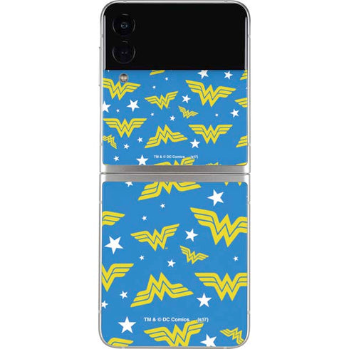 DC Comics Wonder Woman Logo Pattern Galaxy Z Flip3 5G Skin