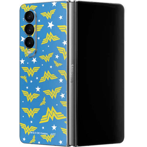 DC Comics Wonder Woman Logo Pattern Galaxy Z Fold4 5G Skin