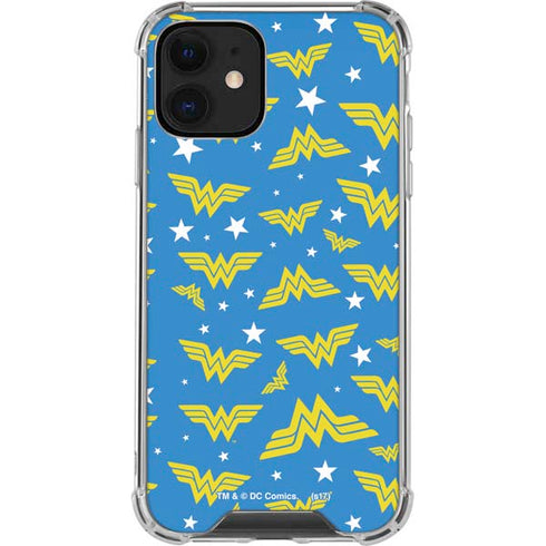 DC Comics Wonder Woman Logo Pattern iPhone 12 Clear Case