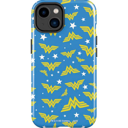 DC Comics Wonder Woman Logo Pattern iPhone 14 Plus Impact Case