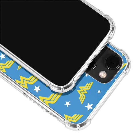 DC Comics Wonder Woman Logo Pattern iPhone 14 Plus Clear Case