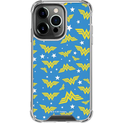DC Comics Wonder Woman Pattern iPhone 15 Pro Clear Case
