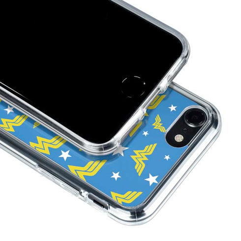 DC Comics Wonder Woman Logo Pattern iPhone SE (2nd & 3rd Gen) Clear Case