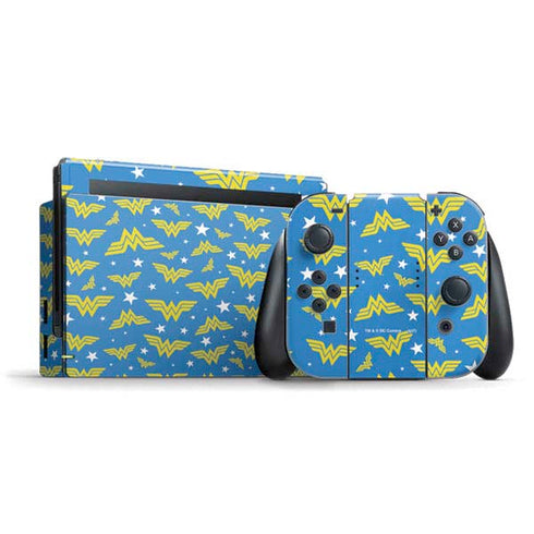 DC Comics Wonder Woman Logo Pattern Nintendo Switch Bundle Skin