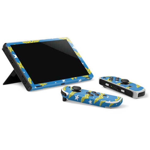 DC Comics Wonder Woman Logo Pattern Nintendo Switch OLED (2021) Skin