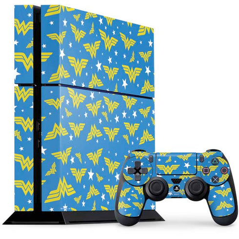 DC Comics Wonder Woman Logo Pattern PS4 Console and Controller Bundle Skin