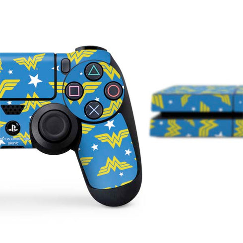 DC Comics Wonder Woman Logo Pattern PS4 Console and Controller Bundle Skin