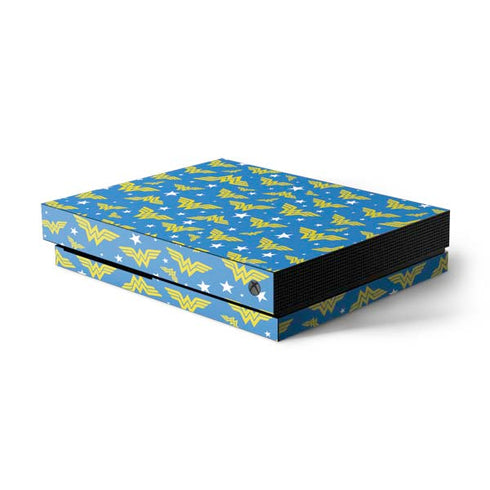 DC Comics Wonder Woman Logo Pattern Xbox One X Console Skin