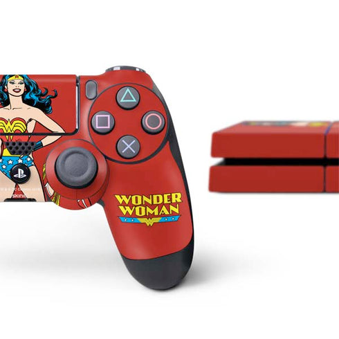 DC Comics Wonder Woman Classic Art Pose PS4 Console and Controller Bundle Skin