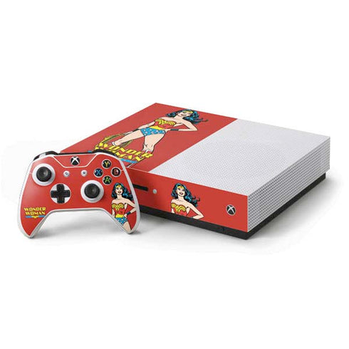 DC Comics Wonder Woman Classic Art Pose Xbox One S Console and Controller Bundle Skin