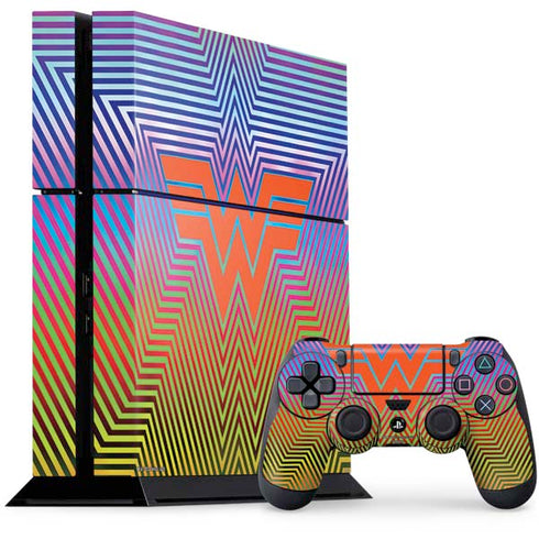 Wonder Woman 1984 (2020) Rainbow Chevron Logo PS4 Console and Controller Bundle Skin