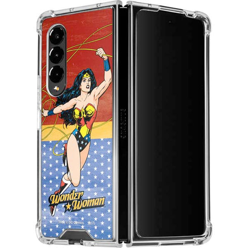 DC Comics Wonder Woman Ready to Fight Galaxy Z Fold4 5G Clear Case