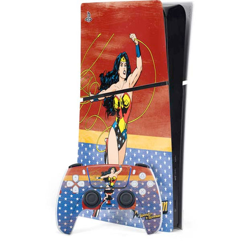 DC Comics Wonder Woman Ready to Fight PS5 Slim Digital Edition Console Skin