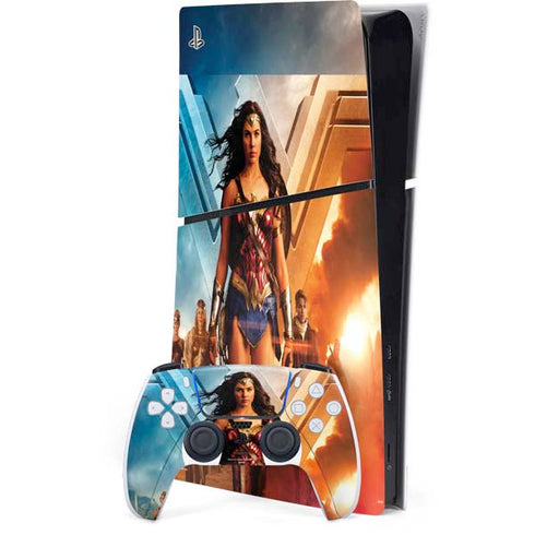 DC Comics Wonder Woman Main characters Poster PS5 Slim Digital Edition Console Skin