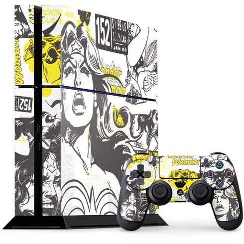 DC Comics Wonder Woman Vintage Comic Art PS4 Console and Controller Bundle Skin