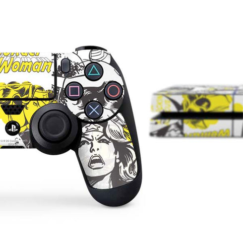 DC Comics Wonder Woman Vintage Comic Art PS4 Console and Controller Bundle Skin