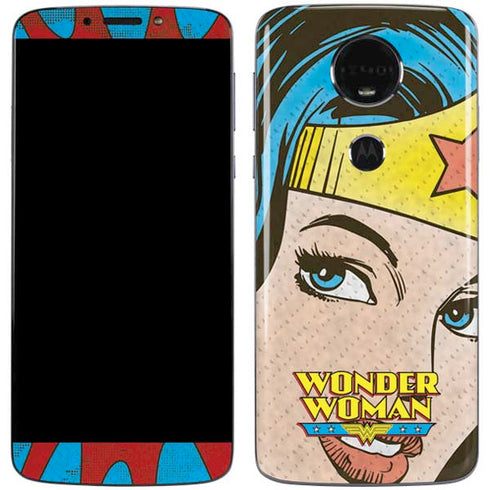 DC Comics Wonder Woman Vintage Profile Moto E5 Plus Skin