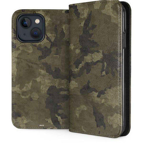 Wood Camo Camouflage iPhone 15 Plus Folio Case