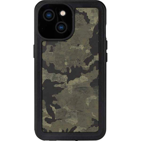Wood Camo Camouflage iPhone 15 Waterproof Case