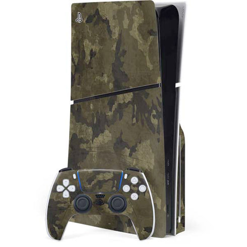 Wood Camo Camouflage PS5 Slim Disk Bundle Skin