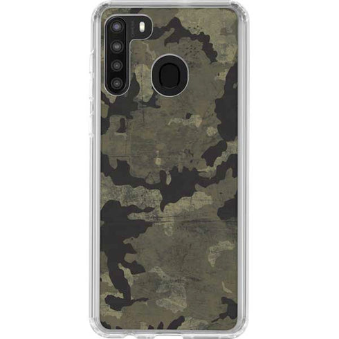 Wood Camo Camouflage Galaxy A21 Clear Case