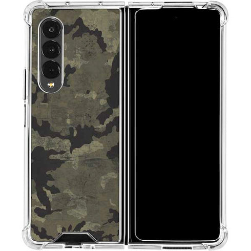 Wood Camo Camouflage Galaxy Z Fold4 5G Clear Case