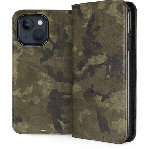 Wood Camo Camouflage iPhone 14 Plus Folio Case
