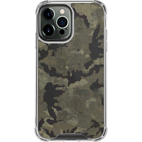 Wood Camo Camouflage iPhone 14 Pro Max Clear Case