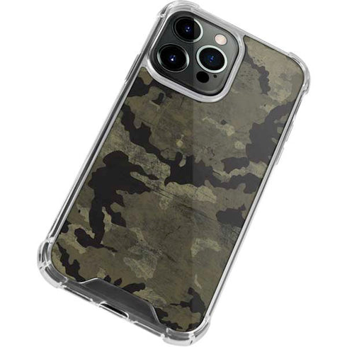 Wood Camo Camouflage iPhone 14 Pro Max Clear Case