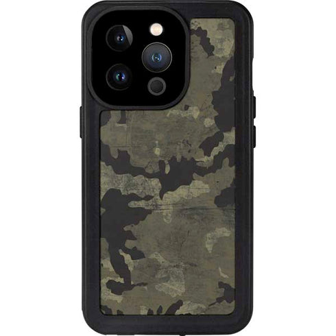 Wood Camo Camouflage iPhone 14 Pro Waterproof Case