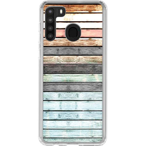 Wooden Stripes Galaxy A21 Clear Case