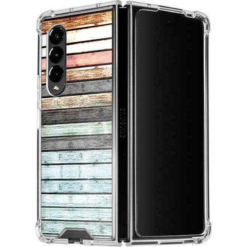 Wooden Stripes Galaxy Z Fold4 5G Clear Case