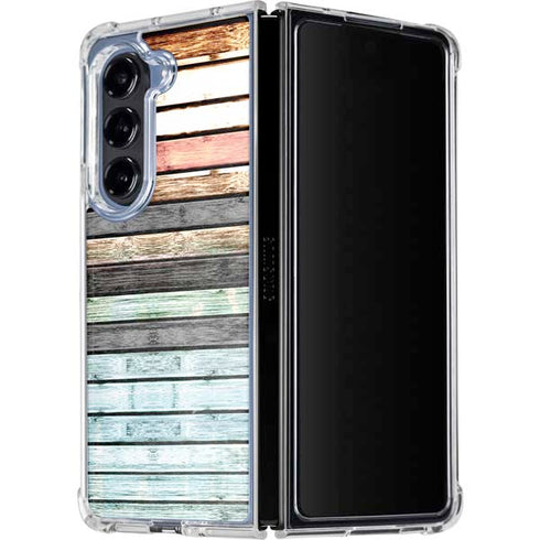 Wooden Stripes Galaxy Z Fold5 5G Clear Case