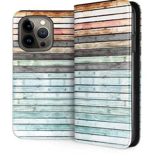 Wooden Stripes iPhone 13 Pro Folio Case