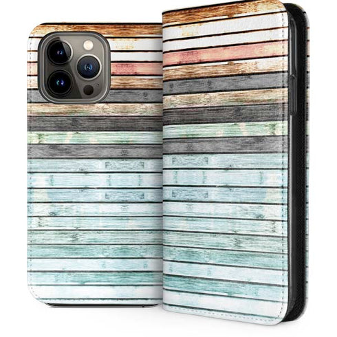 Wooden Stripes iPhone 13 Pro Max Folio Case