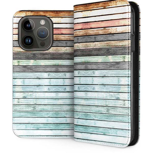 Wooden Stripes iPhone 14 Pro Folio Case