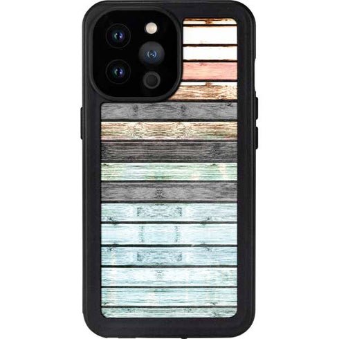 Wooden Stripes iPhone 14 Pro Max Waterproof Case