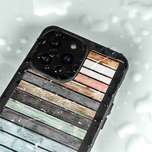 Wooden Stripes iPhone 14 Pro Max Waterproof Case
