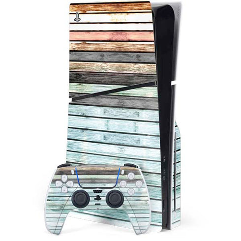 Wooden Stripes PS5 Slim Disk Bundle Skin