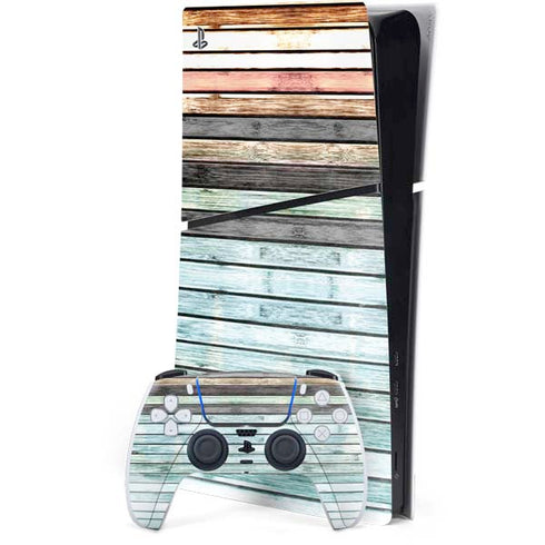 Wooden Stripes PS5 Slim Digital Edition Console Skin