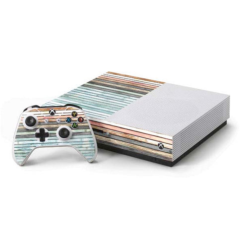 Wooden Stripes Xbox One S Console and Controller Bundle Skin