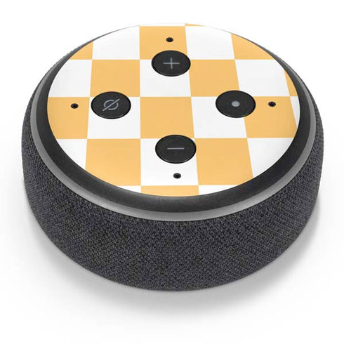 Yellow and White Checkerboard Amazon Echo Dot Skin