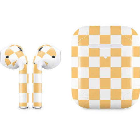 Yellow and White Checkerboard Apple AirPods 2 Skin