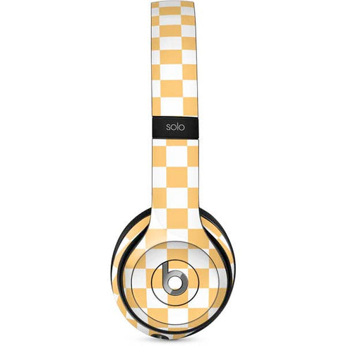 Yellow and White Checkerboard Beats Solo 2 Wired Skin