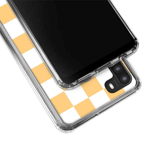 Yellow and White Checkerboard Galaxy A21 Clear Case